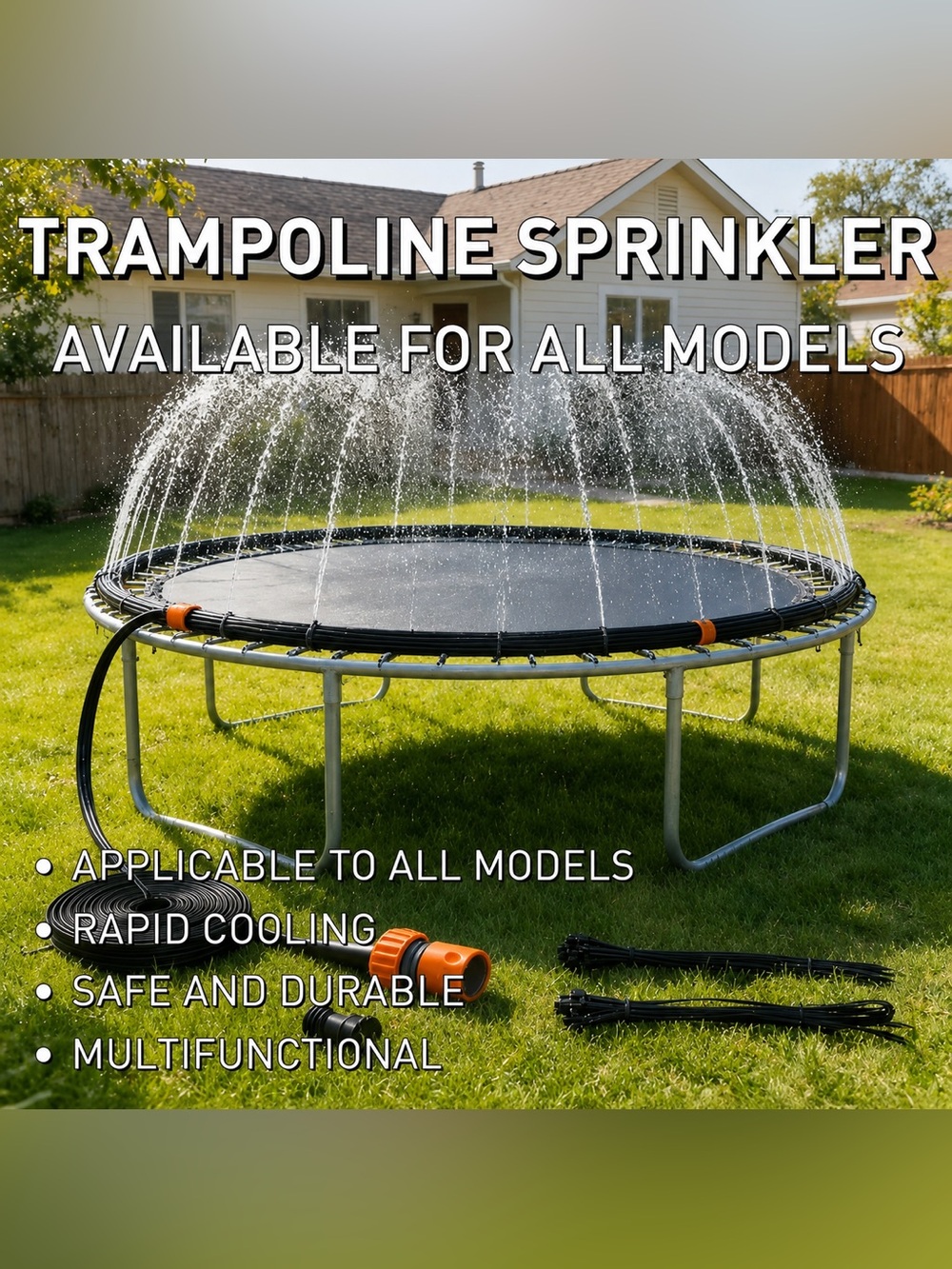 RICOCO 14FT Trampoline Sprinkler Water Spray Hose Kit w/ Valve & Accessories New